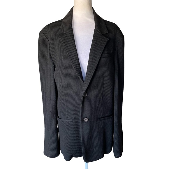 Armani Exchange Black Men's 100% Virgin Wool Knit Blazer Jacket Size Large - Picture 4 of 14